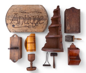 Treenware, Measures, and Wooden Shelf