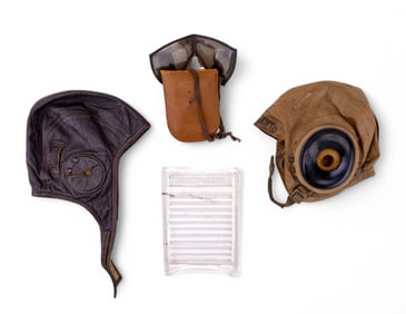 WW2 Aviation Helmets, Goggles, and Wash Board