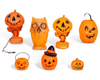 Vintage Halloween w/Blow Mold Jack-O-Lantern, More