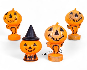 Vintage Halloween Blow Mold Jack-O-Lantern Lights