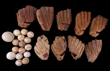 20th C Baseball Gloves & Ball Collection