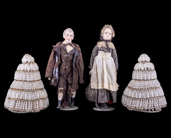 Christmas Vintage Beaded Trees & Scrooge Type Doll