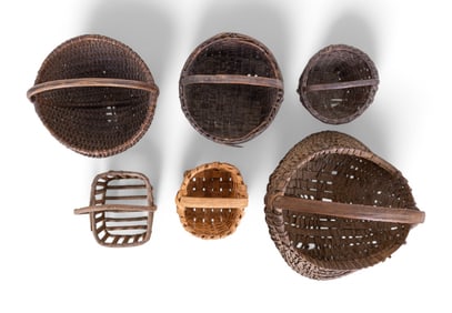 Split Oak and Twig Baskets, Antique + Later