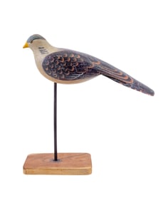 Pigeon Carved Wood Decoy on Wood Stand
