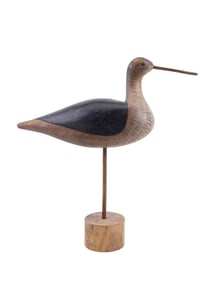 Shorebird Carved Wood Decoy on Wood Stand