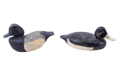 Greater & Lesser Scaup Carved Wood Drake Decoys