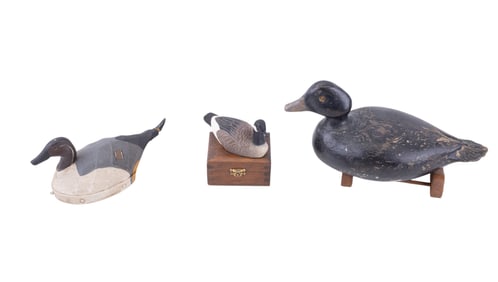 Black Duck Wood Decoy + Mini Canvasback & Goose