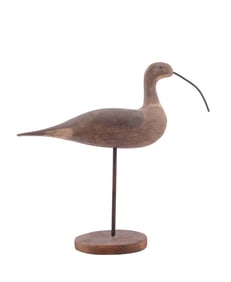 Shorebird Carved Wood Decoy on Wood Stand