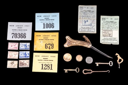 Duck Stamps, Hunting Licenses, Keys, & Coin
