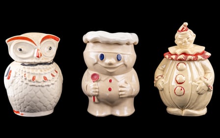 Pillsbury Doughboy, Clown, & Owl Cookie Jars