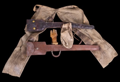 Leather Sword Cases (2), Chaps, Pouch, & Glove