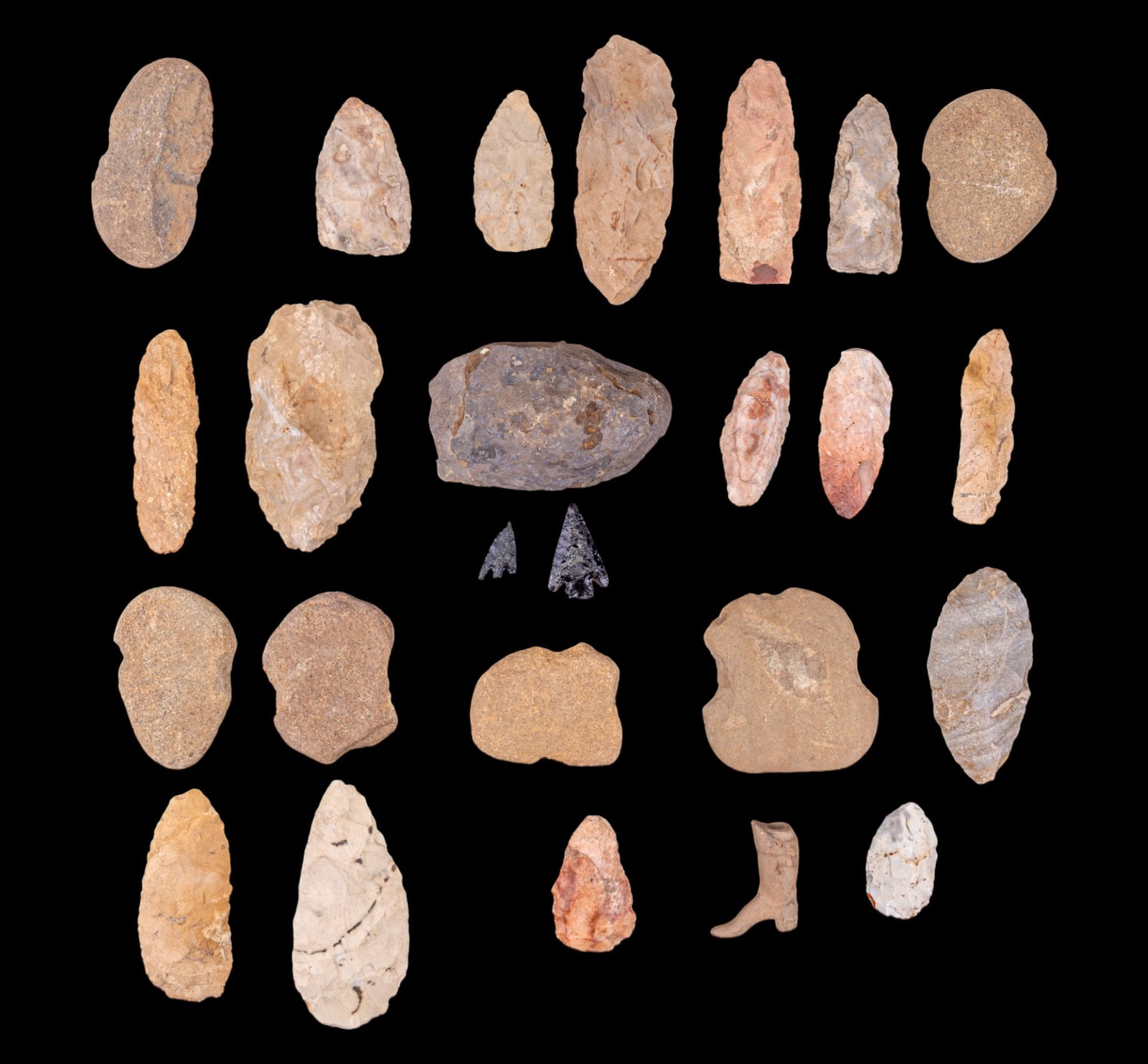 Arrowheads (17), Hand Axes (6) & Brachiopod Fossil (1 of 5)