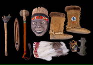 Native American War Club, Mask, Boots, Vase & More