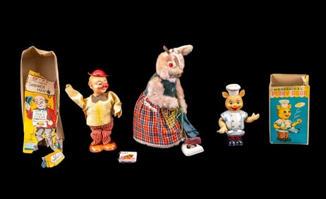 Ko-Ko & Piggy Cook Wind-Ups & Cragstan Rabbit Toy