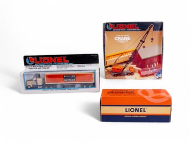 New Lionel Model Train Blimp, Crane, and Semi