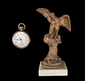 Waltham 8 Day Watch with Brass Eagle Stand
