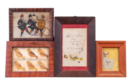 Vintage American Folk Art (4 Framed)