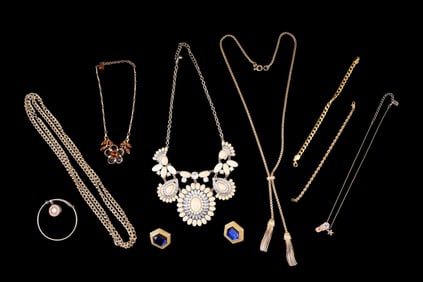 Rhinestone & Gold Tone Jewelry