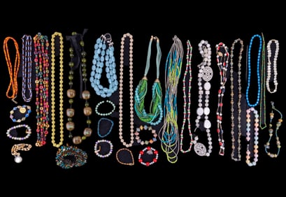 Natural Stone, Art Glass Cluster Bracelet & More