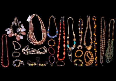 Earth-tone Beaded Costume Jewelry & More