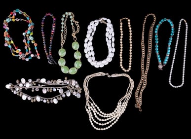 Ten Costume Jewelry Necklaces Turquoise & More