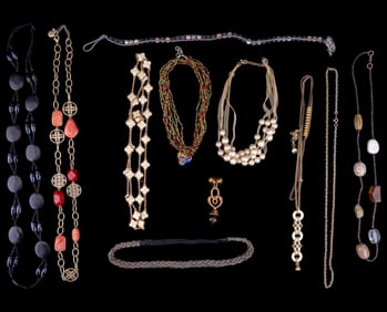 Ten Costume Necklaces, Including Natural Stone