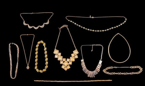 Ten Vintage Gold Tone Necklaces, Ann Taylor, NY