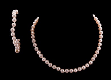 Pink Pearl Choker & Bracelet Set