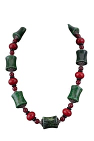 Green & Red Hardstone Bead Necklace + More Beads