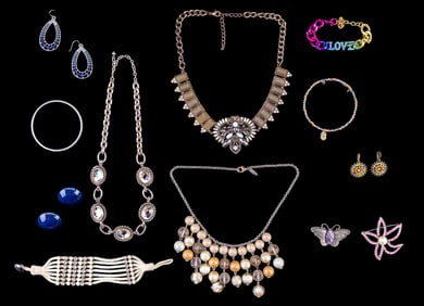 Assortment of Rhinestone and NY Beaded Necklaces w