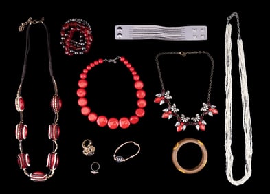 Red + White Natural Stones with Rhinestones, Chico