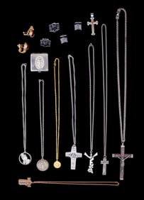 Mid Century Religious Pendants and Cufflinks