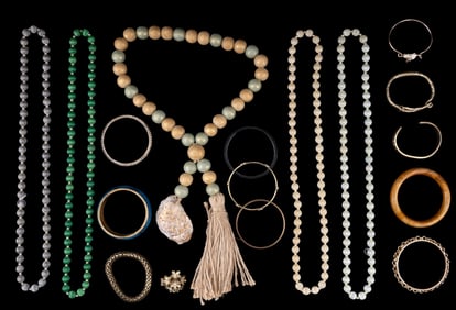 Collection of Four Silk Bead Necklaces, Bracelets