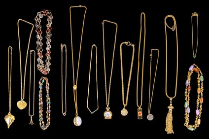 Gold Tone and GF Necklaces, Watch Pendant