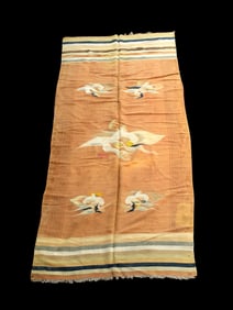 Antique Mongolian Crane Kilim Rug