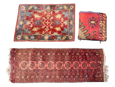 Semi-Antique Bokhara Runner, Pillow, & Wool Rug