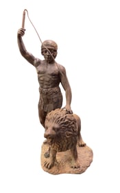 Hollow Cast Bronze Lion Tamer and Lion
