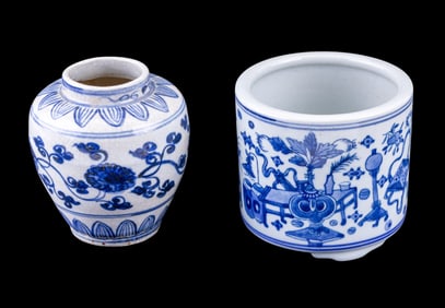 Qing Dynasty Brush Pot and Ginger Jar