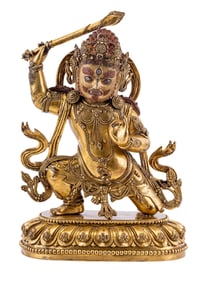 Gold-Plated Bronze Mahakala Buddhist/Hindu Statue