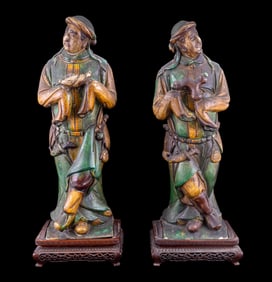 Tang Dynasty Ceramic Sancai Guardian Figurines (2)