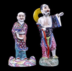Chinese Porcelain Immortals Lan Caihe & Li Tieguai