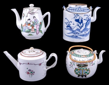 Chinese Export Porcelain Floral Teapots (4)