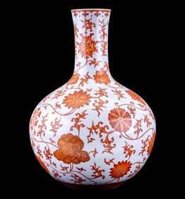 Chinese 19th C. Globular Vase w/ Qianlong Mark