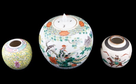 3 Chinese Ginger Jars Incl. Famille Verte & Jaune