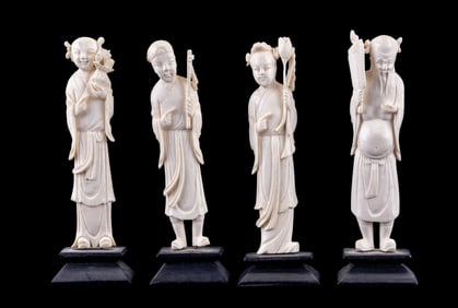 Chinese Carved Bone Immortals Figurines (4)