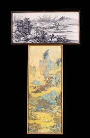 Chinese Print Att. Qiu Ying & Black & White Print