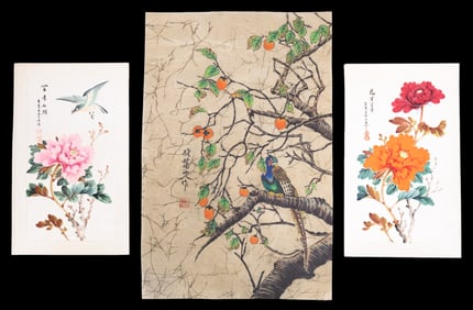 Chinese Embossed and Waxed Linen Prints