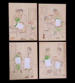 Graphite and Watercolor Erotica Drawings (4)