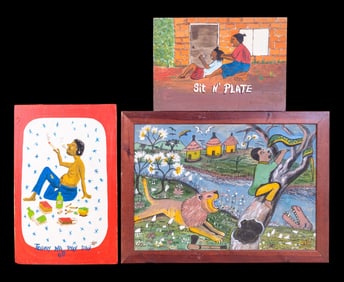 Outsider Art Paintings on Board and Linen