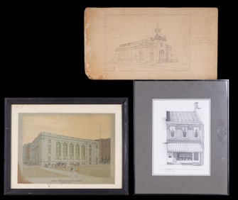 Pennsylvania Graphite Drawings & Color Lithograph